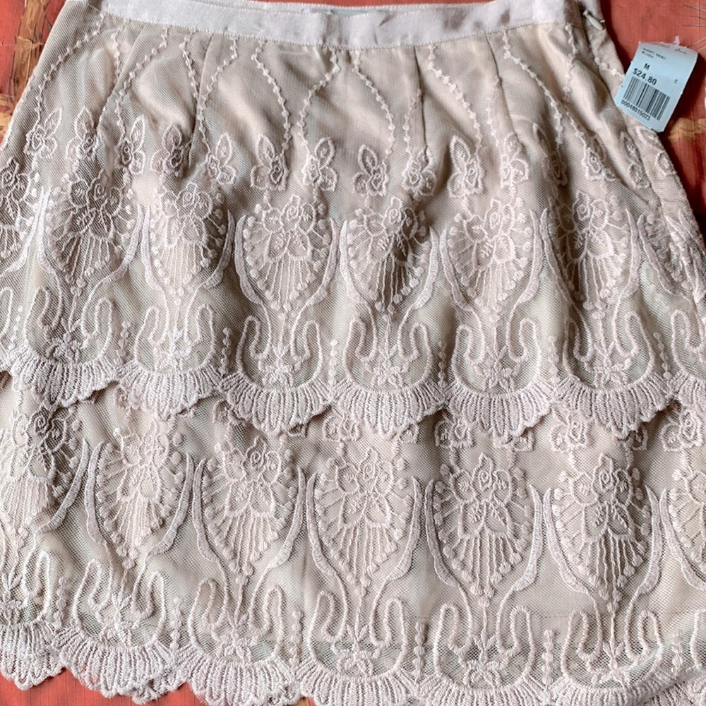 Champagne colored lace skirt